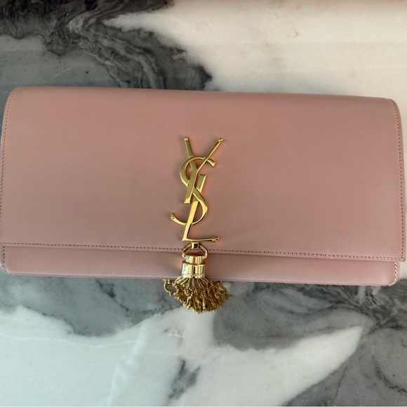 Yves Saint Laurent Blush Pink Clutch with Gold Accents - Picture 4 of 6